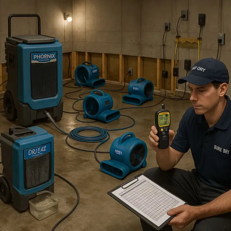 Structural Drying and Dehumidification process in Meadowbrook, VA